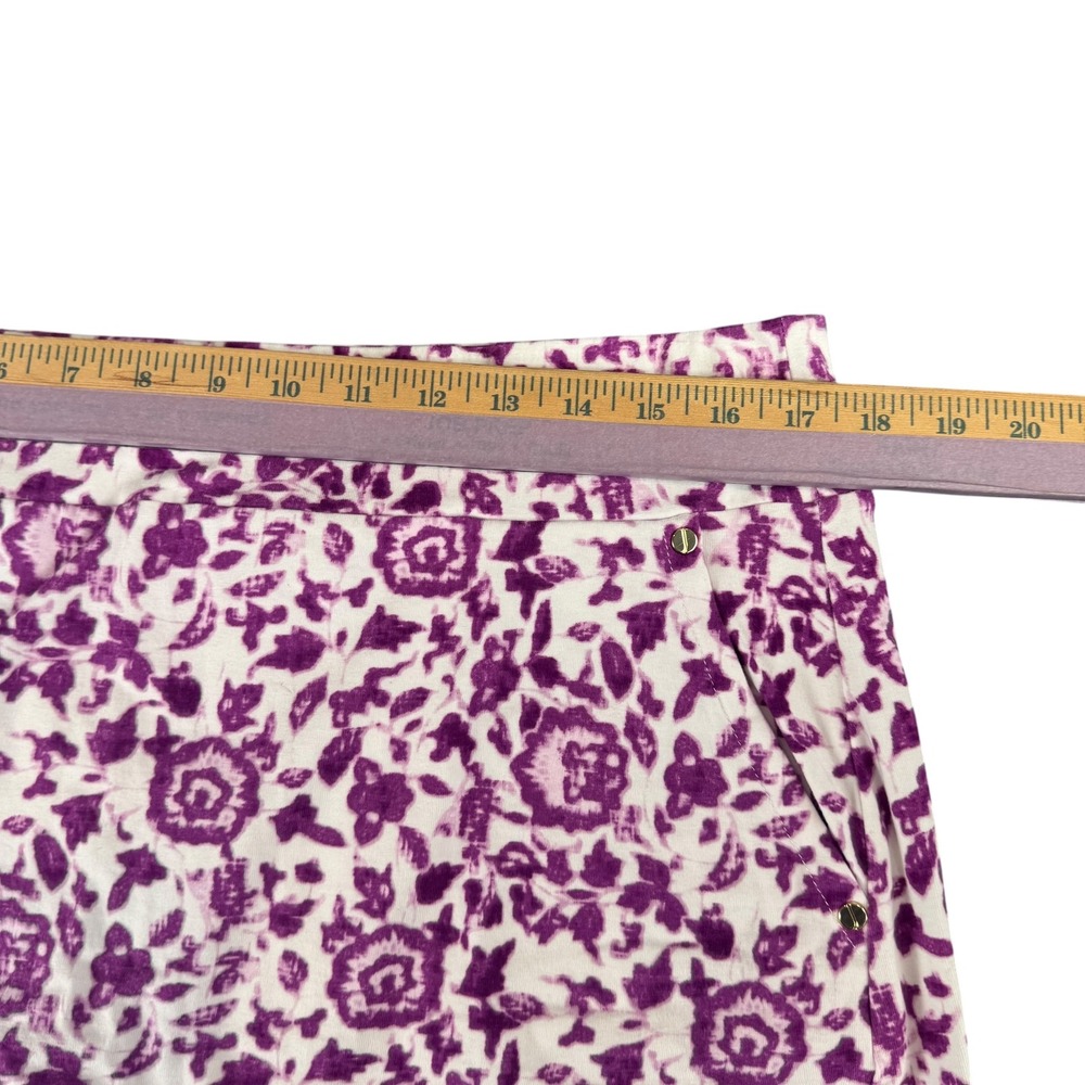 Jones New York Signature Purple White Floral Skort Size L Pockets Stretch Skirt - Picture 3 of 6